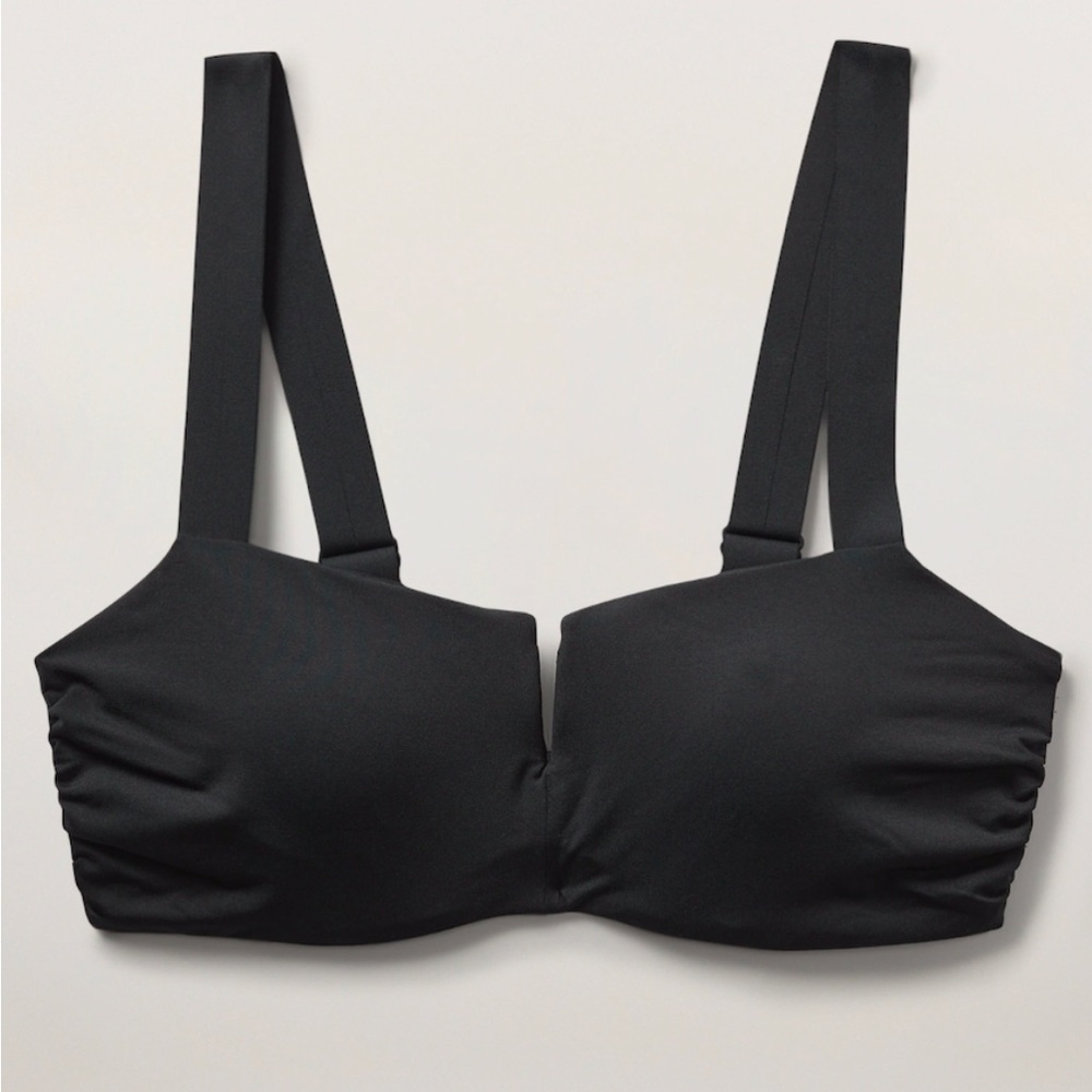 Athleta Square Neck V Bra Cup Swim Bikini Top  34D 34DD 34D/DD Black